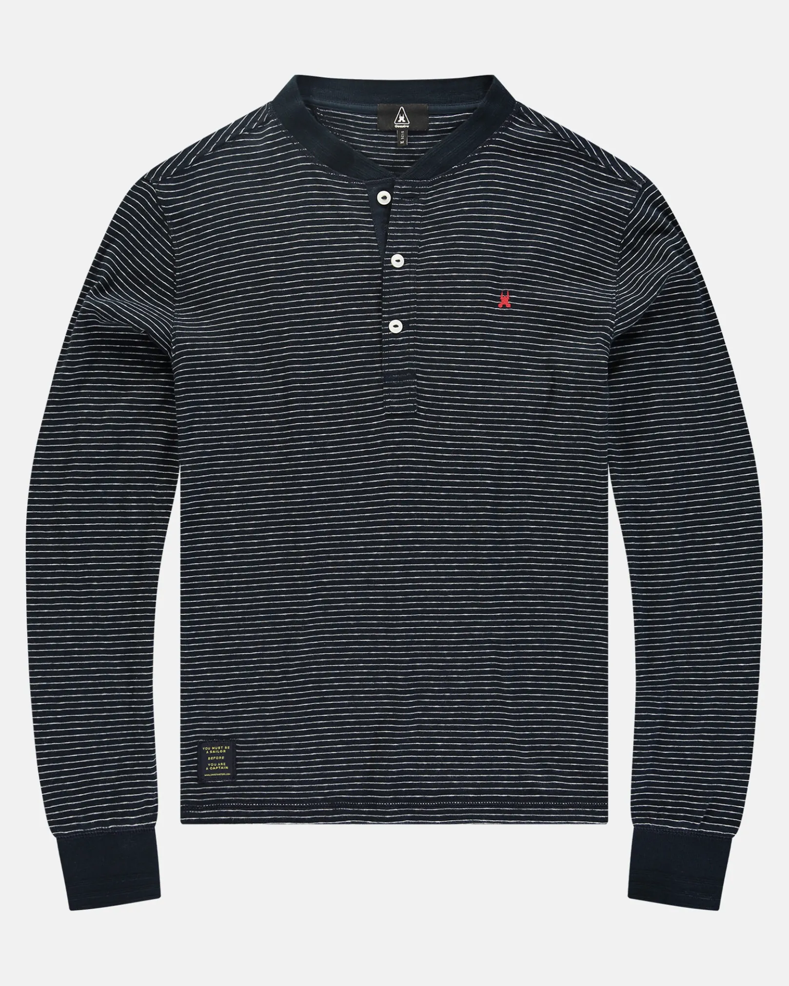 De 100% Katoenen Henley Stripe